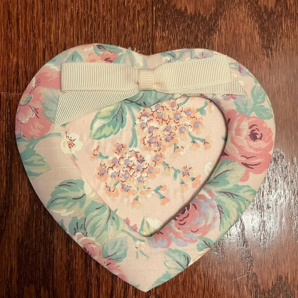 Cottage core romantic floral fabric heart picture frame